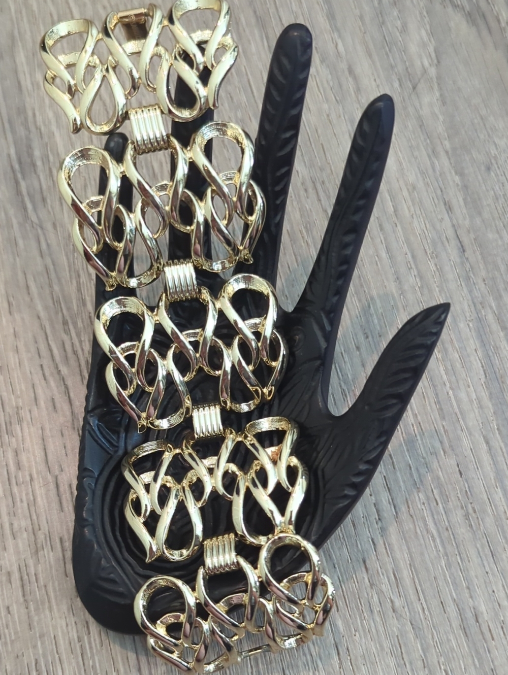 Vintage Sarah Coventry Wide Gold Statement Panel Bracelet